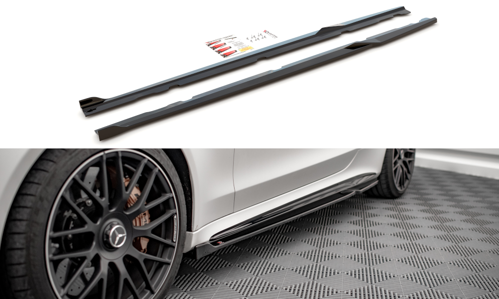 Maxton Design Street+ Seitenschweller Leisten V.2 passend für Mercedes-AMG C 63 AMG Coupe C205 Facelift schwarz Hochglanz
