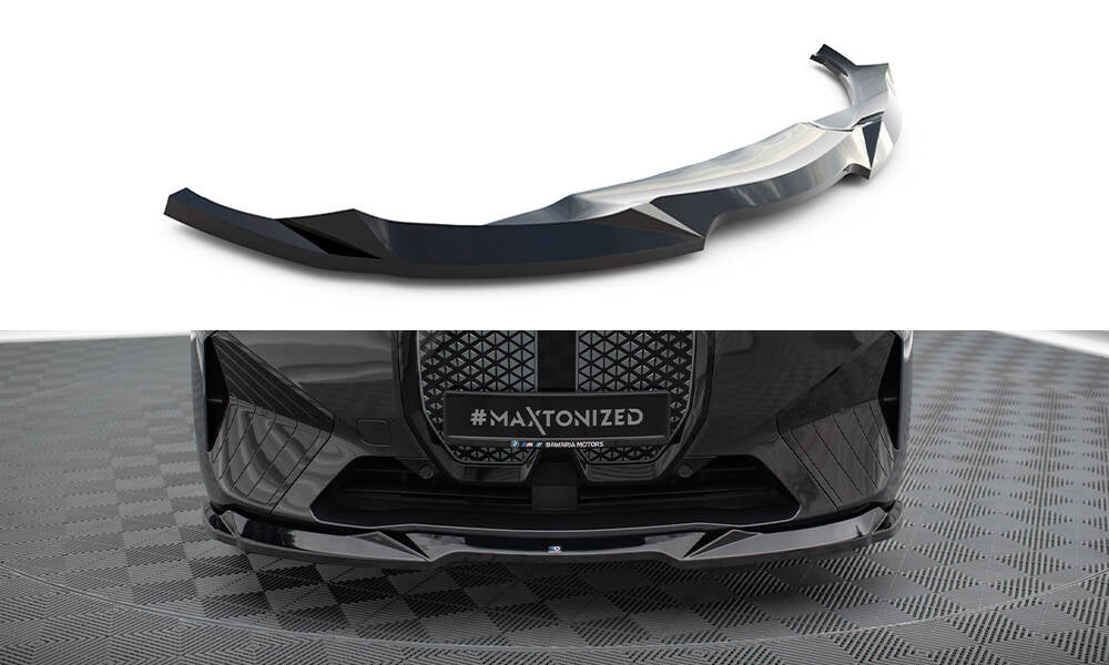 Maxton Design Street+ Spoilerlippe Front Ansatz V.2 passend für BMW iX M-Paket i20 schwarz Hochglanz