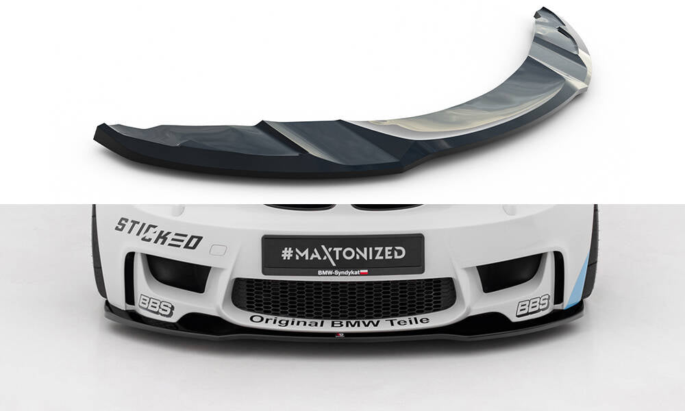 Maxton Design Street+ Spoilerlippe Front Ansatz passend für BMW 1er M Coupe E82 schwarz Hochglanz