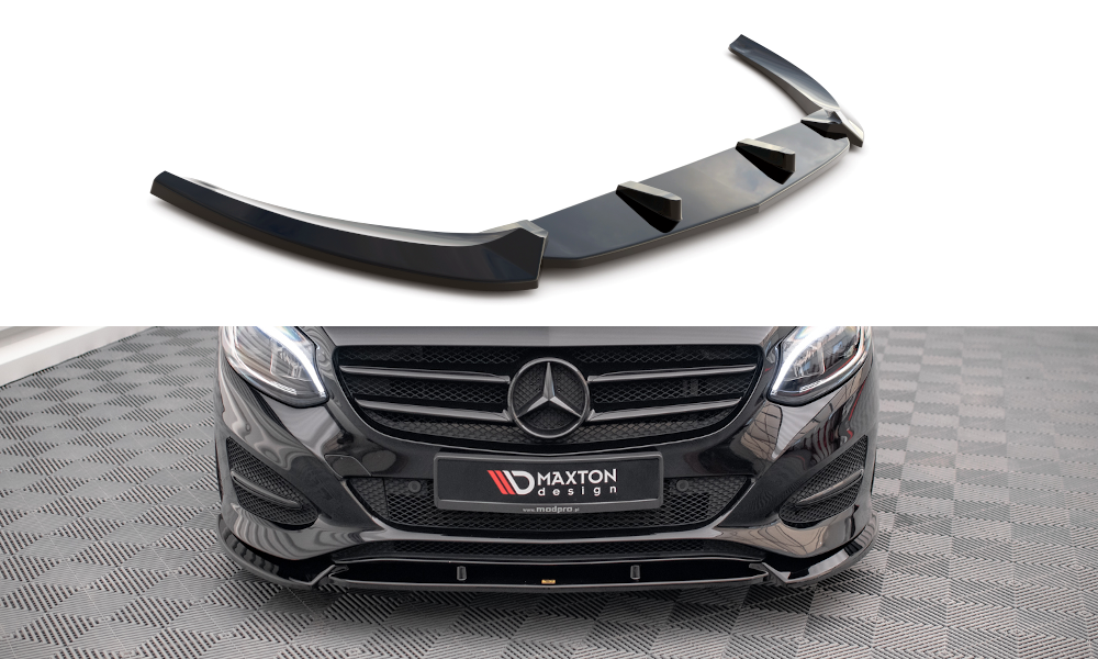 Maxton Design Street+ Spoilerlippe Front Ansatz passend für Mercedes-Benz B W246 Facelift schwarz Hochglanz