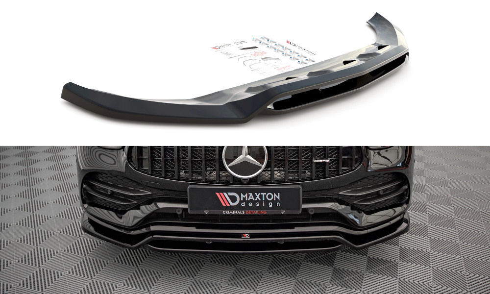 Maxton Design Street+ Spoilerlippe Front Ansatz passend für Mercedes-AMG GLC 43 / AMG-Line SUV X253 Facelift schwarz Hochglanz