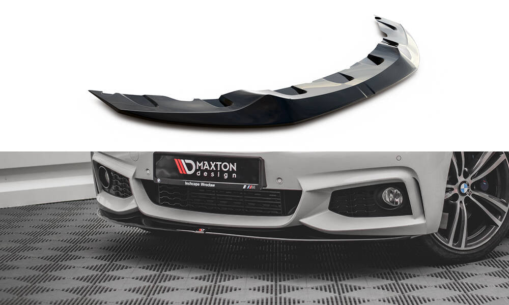 Maxton Design Street+ Spoilerlippe Front Ansatz V.2 passend für BMW 4er Coupe / Gran Coupe / Cabrio M-Paket F32 / F36 / F33 schwarz Hochglanz