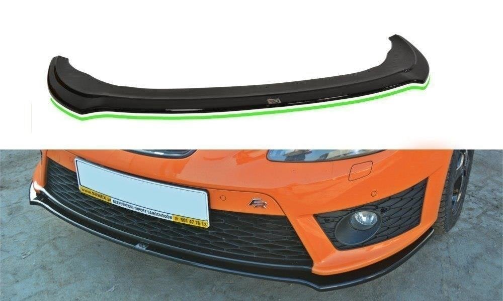 Maxton Design Street+ Spoilerlippe Front Ansatz V.2 passend für SEAT LEON MK2 CUPRA / FR Facelift schwarz Hochglanz