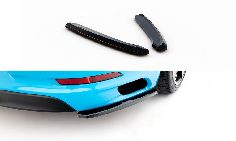 Maxton Design Heck Ansatz Flaps Diffusor passend für Porsche 911 Carrera 991 Facelift schwarz Hochglanz