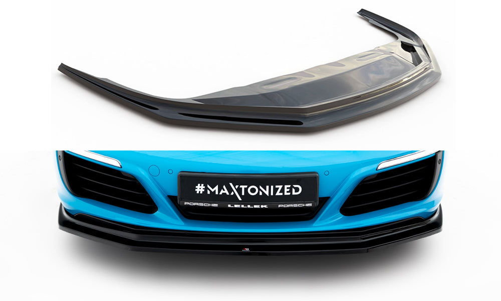 Maxton Design Street+ Spoilerlippe Front Ansatz V.2 passend für Porsche 911 Carrera 991 Facelift schwarz Hochglanz