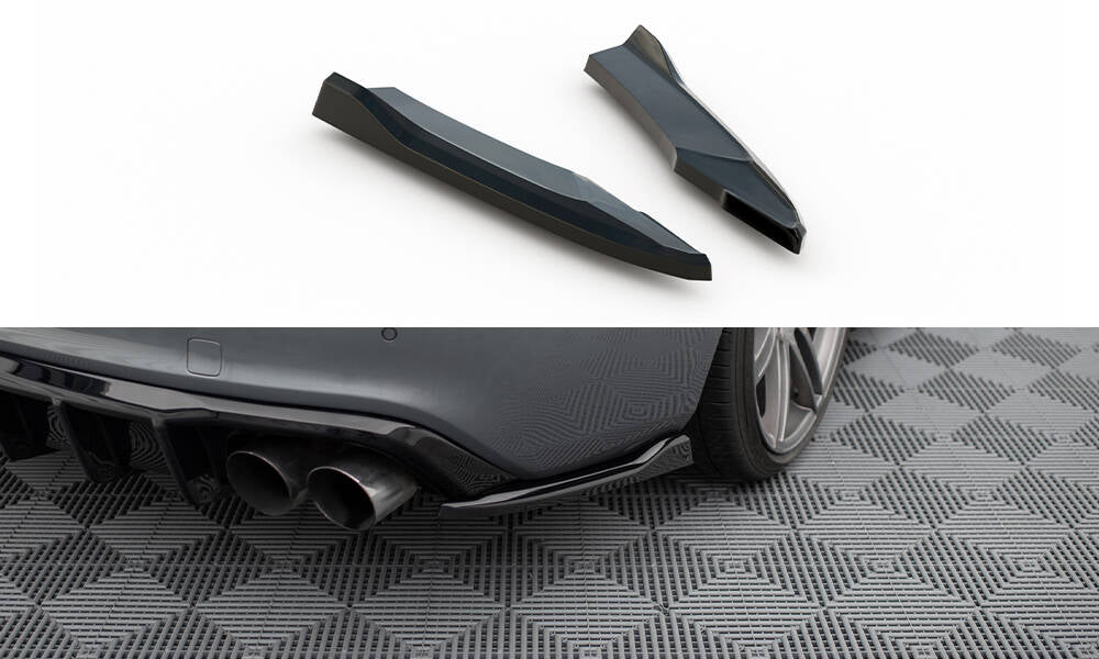Maxton Design Heck Ansatz Flaps Diffusor passend für Audi S5 / A5 S-Line 8T Facelift schwarz Hochglanz