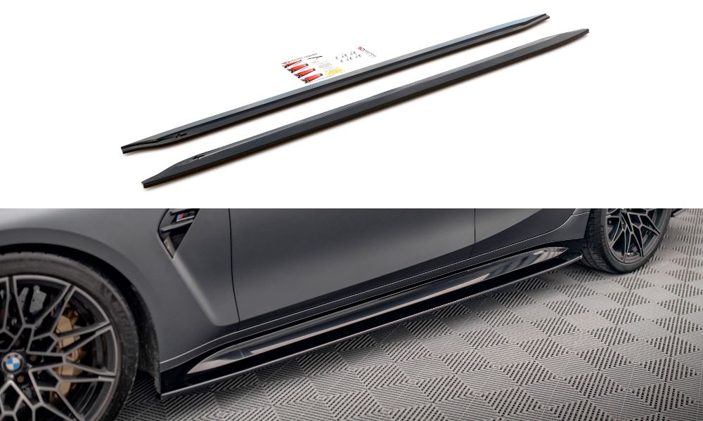 Maxton Design Street+ Seitenschweller Leisten passend für V.1 passend für BMW M3 Limousine / Touring G80 / G81 schwarz Hochglanz