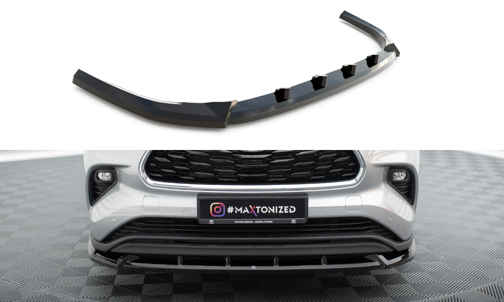 Maxton Design Street+ Spoilerlippe Front Ansatz V.1 passend für Toyota Highlander Mk4 schwarz Hochglanz