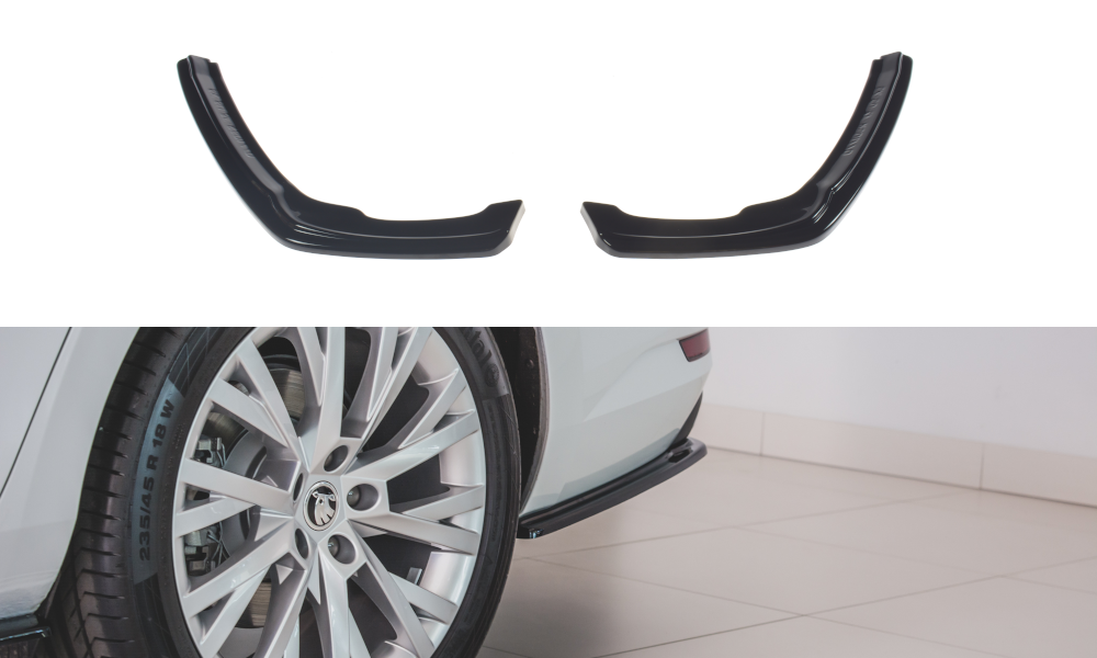 Maxton Design Heck Ansatz Flaps Diffusor passend für Skoda Superb Liftback / Combi Mk3 Facelift schwarz Hochglanz