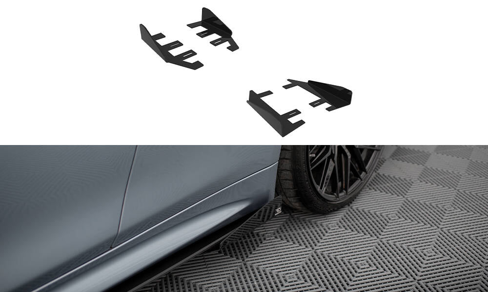 Maxton Design Seitenschweller Flaps passend für BMW 4er Coupe / Gran Coupe / Cabrio M-Paket F32 / F36 / F33 schwarz Hochglanz