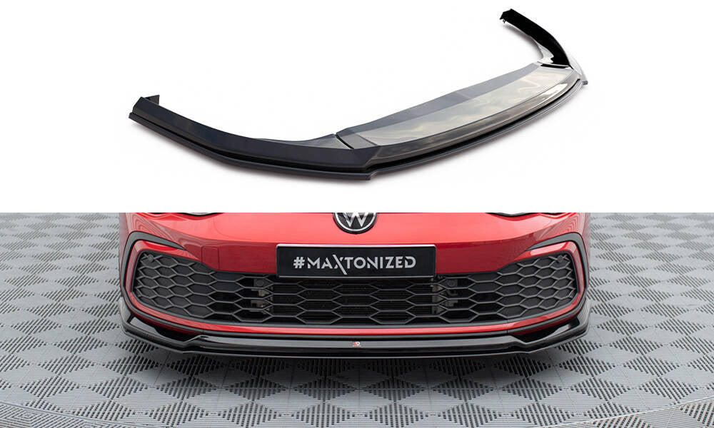 Maxton Design Street+ Spoilerlippe Front Ansatz V.6 passend für VW Golf GTI / GTE / GTD / R-Line Mk8 schwarz Hochglanz