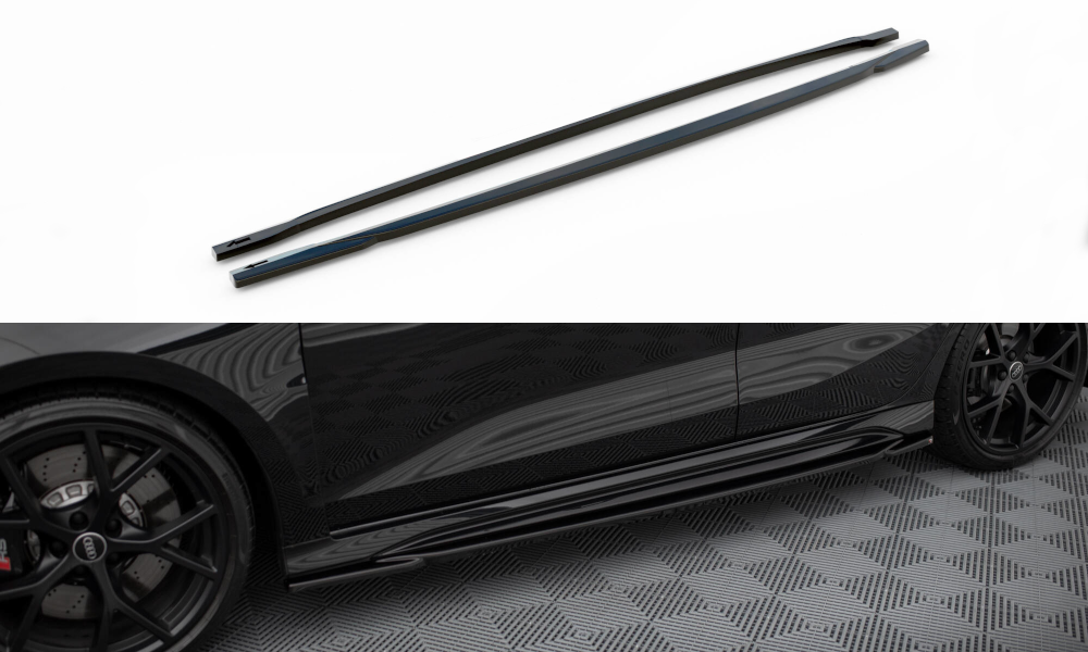 Maxton Design Street+ Seitenschweller Leisten passend für Audi RS3 Sportback 8Y schwarz Hochglanz