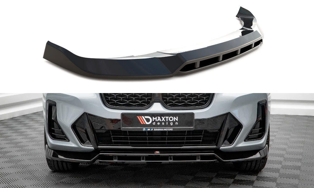 Maxton Design Street+ Spoilerlippe Front Ansatz V.1 passend für BMW X4 M-Paket G02 Facelift schwarz Hochglanz