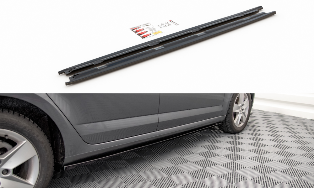 Maxton Design Street+ Seitenschweller Leisten passend für Skoda Octavia Mk3 Facelift schwarz Hochglanz