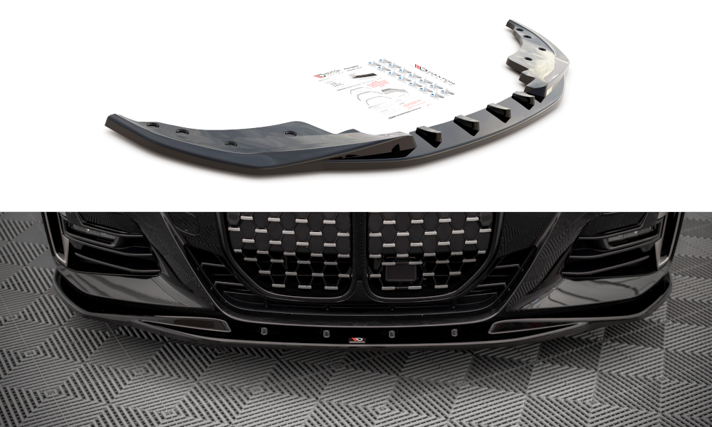 Maxton Design Street+ Spoilerlippe Front Ansatz V.1 passend für BMW 4er M-Paket / M440i G22 / G23 / G22 Facelift / G23 Facelift schwarz Hochglanz