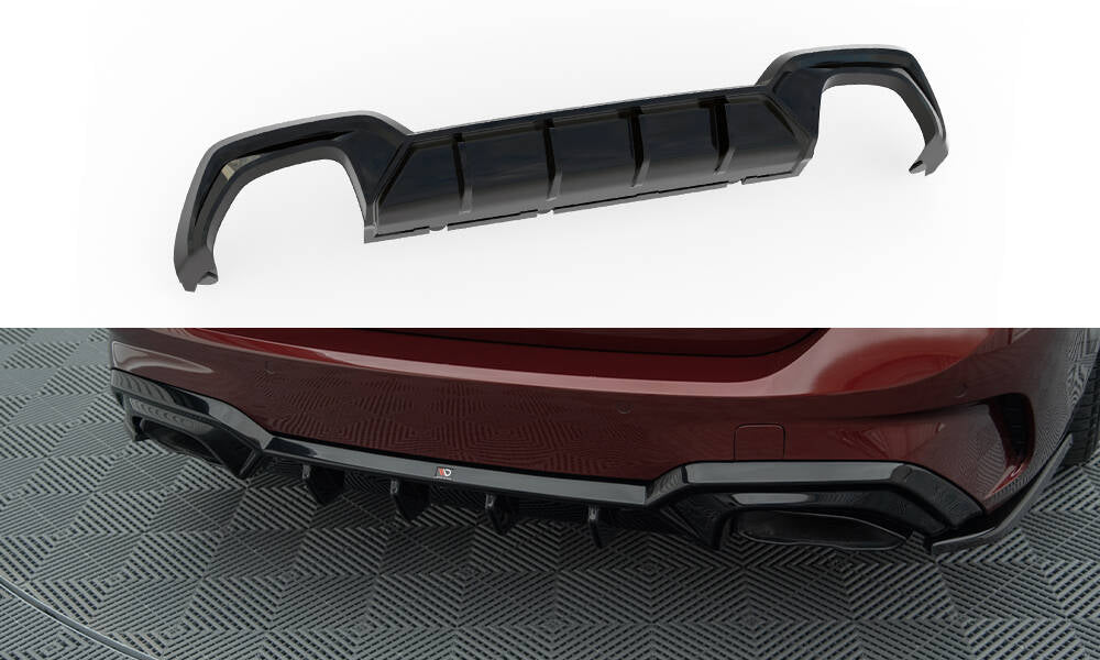 Maxton Design Diffusor Heck Ansatz für BMW M340i G20 / G21 (Passend für Fahrzeuge mit Anhängerkupplung) schwarz Hochglanz