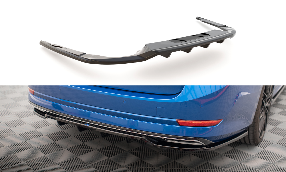 Maxton Design Street+ Mittlerer Diffusor RACE passend für Skoda Octavia Sportline Mk4 schwarz Hochglanz