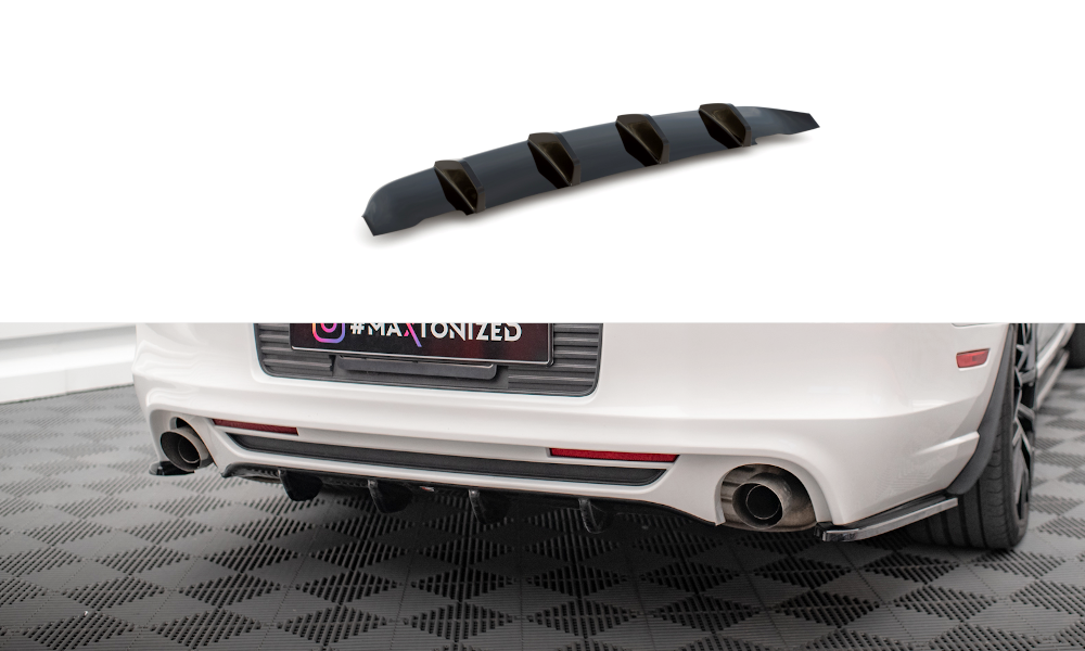 Maxton Design Diffusor Heck Ansatz passend für Ford Mustang Mk5 Facelift schwarz Hochglanz