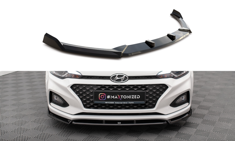 Maxton Design Street+ Spoilerlippe Front Ansatz V.2 passend für Hyundai I20 Mk2 Facelift schwarz Hochglanz