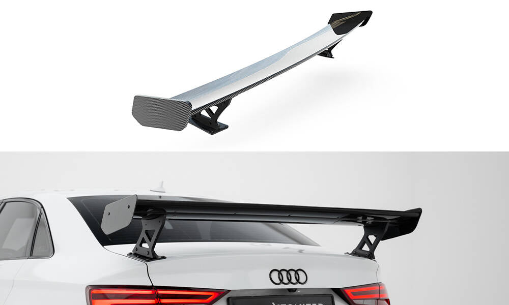 Maxton Design Carbon Spoiler With External Brackets Uprights Audi A3 / A3 S-Line / S3 / RS3 Limousine 8V / 8V Facelift für Audi A3