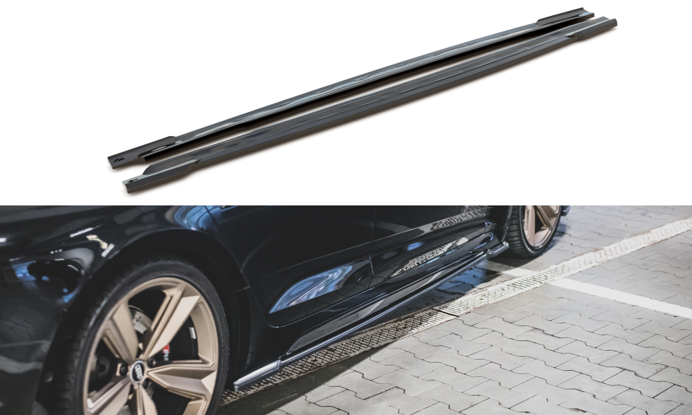 Maxton Design Street+ Seitenschweller Leisten passend für Audi RS5 Sportback F5 Facelift schwarz Hochglanz