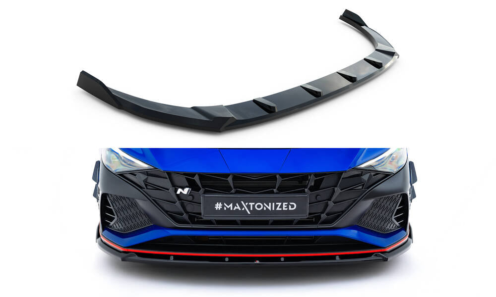 Maxton Design Street+ Spoilerlippe Front Ansatz V.2 passend für Hyundai Elantra N Mk7 schwarz Hochglanz