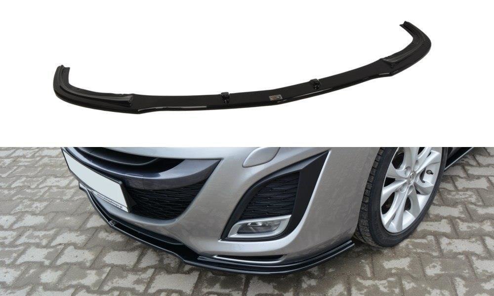 Maxton Design Street+ Spoilerlippe Front Ansatz passend für MAZDA 3 MK2 SPORT (vor Facelift) schwarz Hochglanz