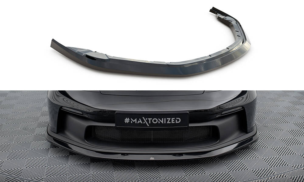 Maxton Design Street+ Spoilerlippe Front Ansatz passend für Porsche 911 992 GT3 schwarz Hochglanz