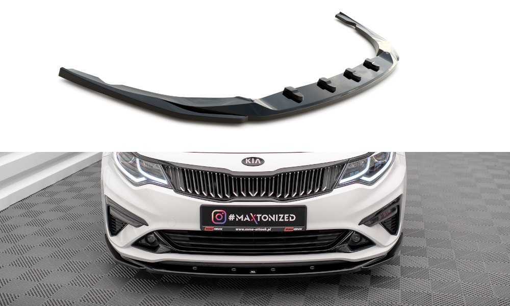Maxton Design Street+ Spoilerlippe Front Ansatz V.2 passend für Kia Optima Mk4 Facelift schwarz Hochglanz