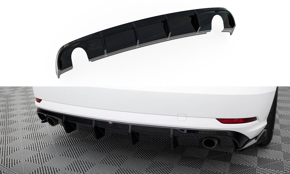 Maxton Design Diffusor Heck Ansatz passend für Audi A3 Limousine 8V Facelift (Einzelauspuff li. re.)
