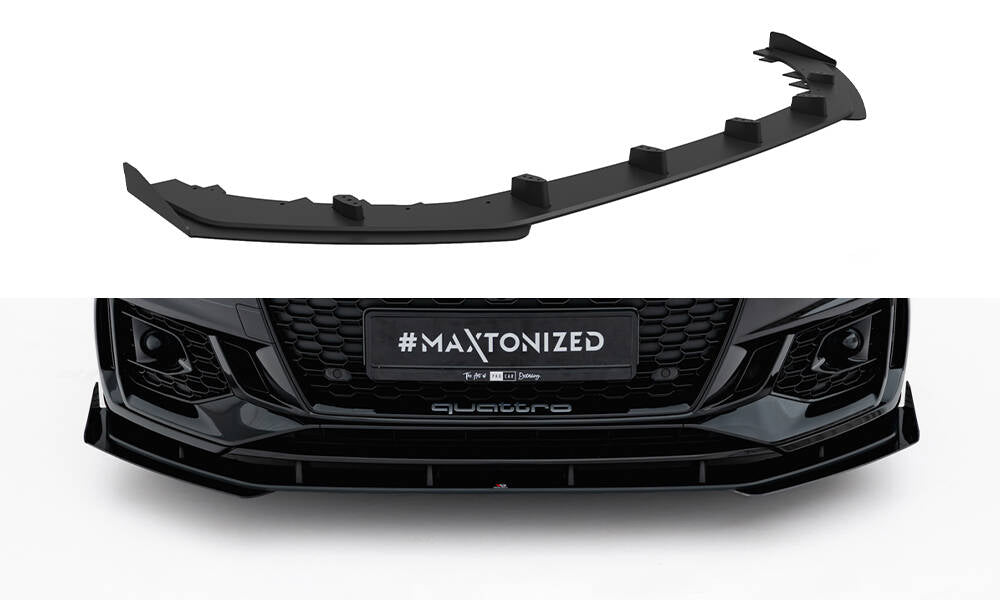 Maxton Design Street Pro Street+ Spoilerlippe Front Ansatz + Flaps passend für Audi RS5 Coupe / Sportback F5 schwarz Hochglanz