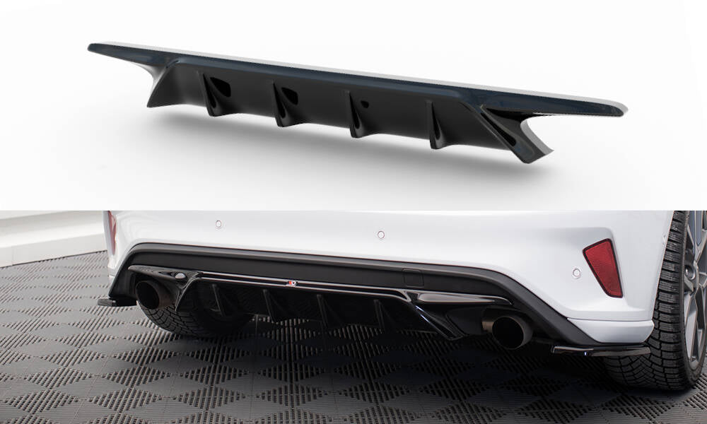 Maxton Design Diffusor Heck Ansatz V.2 passend für Ford Focus Hatchback ST Mk4 schwarz Hochglanz