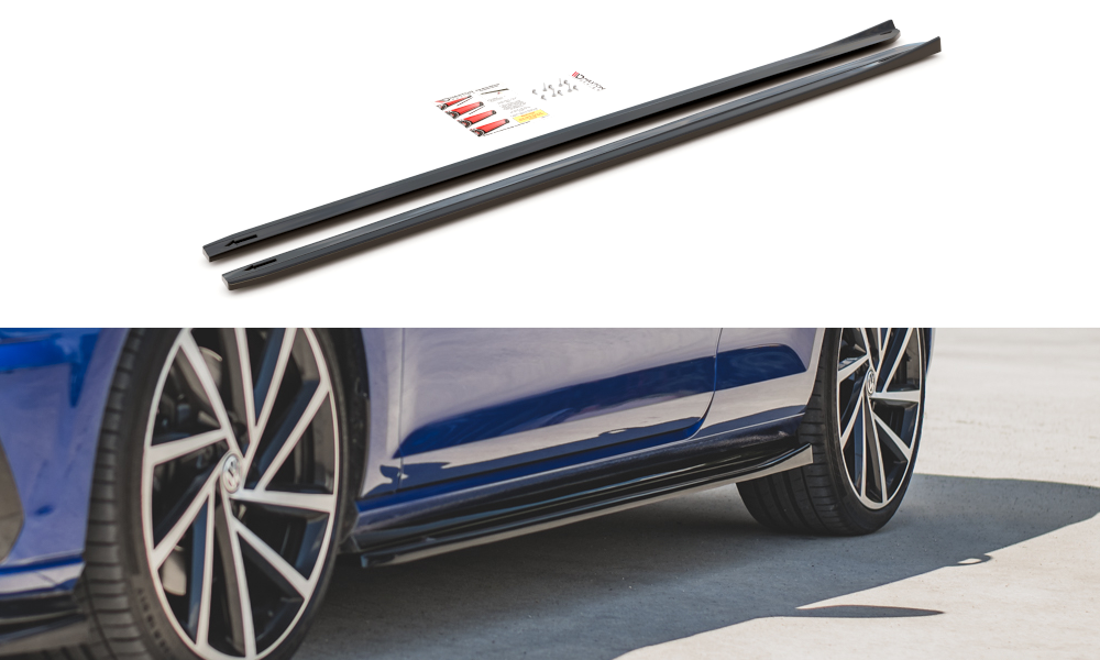Maxton Design Seitenschweller Ansatz für V.4 VW Golf 7 R / R-Line Facelift Carbon Look