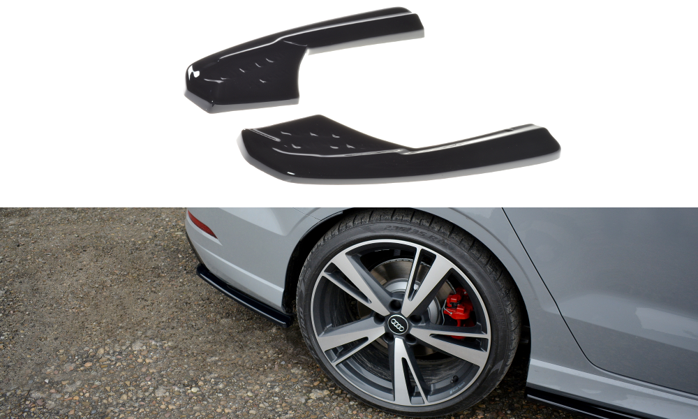 Maxton Design Heck Ansatz Flaps Diffusor passend für Audi RS3 Limousine 8V Facelift schwarz Hochglanz