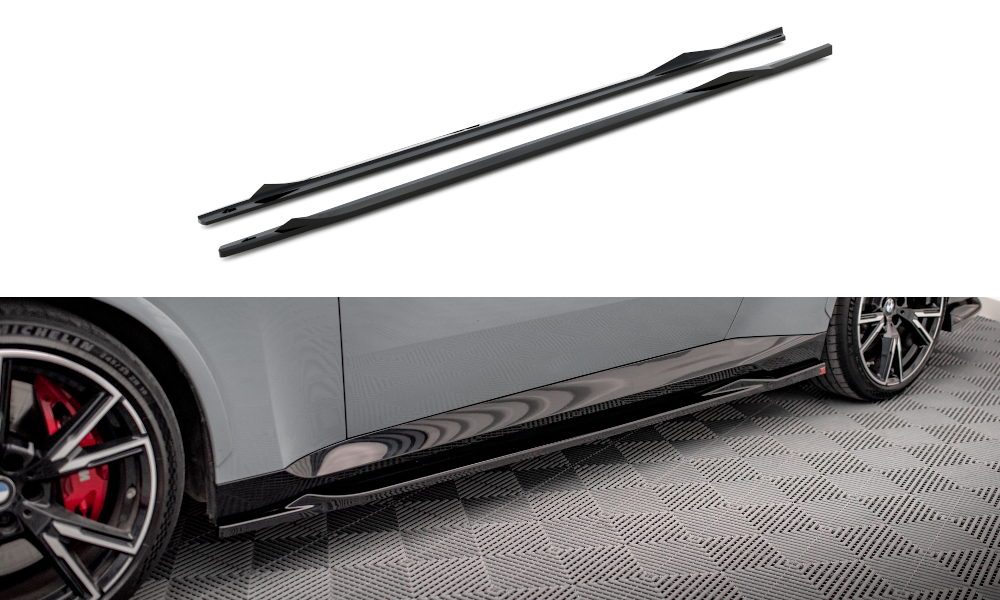Maxton Design Street+ Seitenschweller Leisten V.2 passend für BMW 2 Coupe M-Paket / M240i G42 schwarz Hochglanz