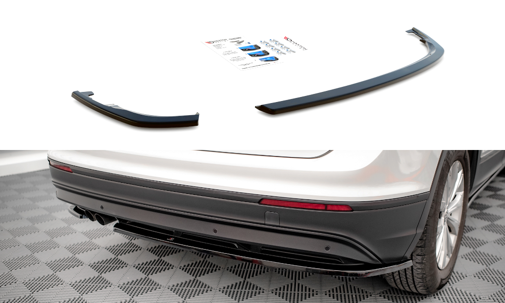 Maxton Design Heck Ansatz Flaps Diffusor V.1 passend für VW Tiguan Mk2 schwarz Hochglanz