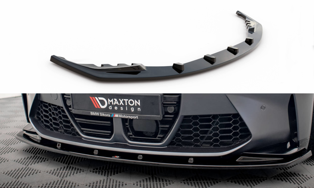 Maxton Design Street+ Spoilerlippe Front Ansatz V.1 passend für BMW M3 Limousine / Touring G80 / G81 schwarz Hochglanz