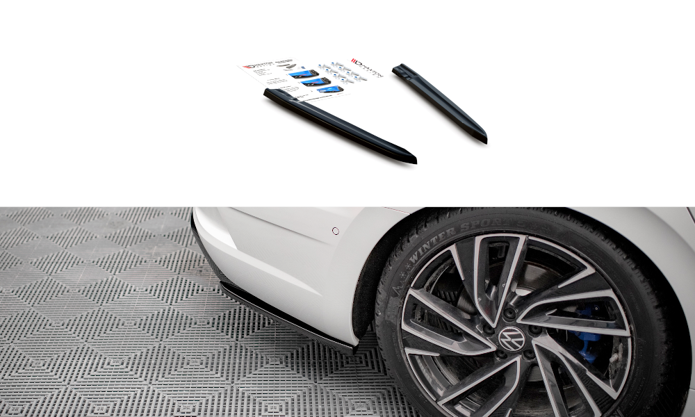 Maxton Design Heck Ansatz Flaps Diffusor passend für VW Arteon R Limousine / Shooting Brake Mk1 Facelift schwarz Hochglanz