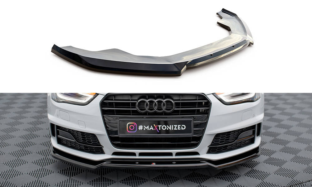 Maxton Design Street+ Spoilerlippe Front Ansatz V.2 passend für Audi A4 Competition B8 Facelift schwarz Hochglanz