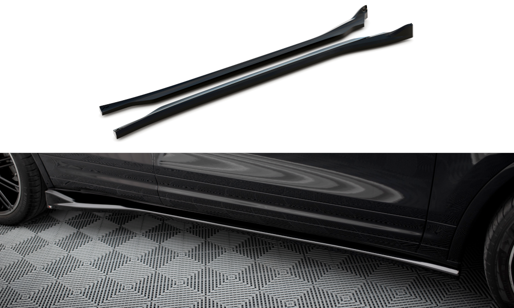 Maxton Design Street+ Seitenschweller Leisten passend für Porsche Cayenne Mk2 Facelift schwarz Hochglanz