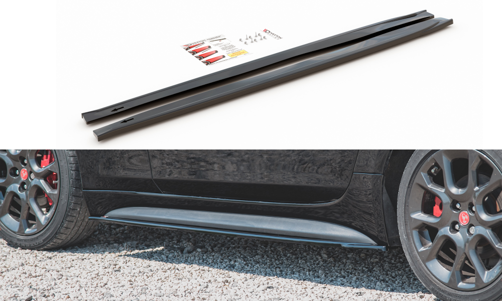 Maxton Design Street+ Seitenschweller Leisten passend für Abarth 124 Spider schwarz Hochglanz