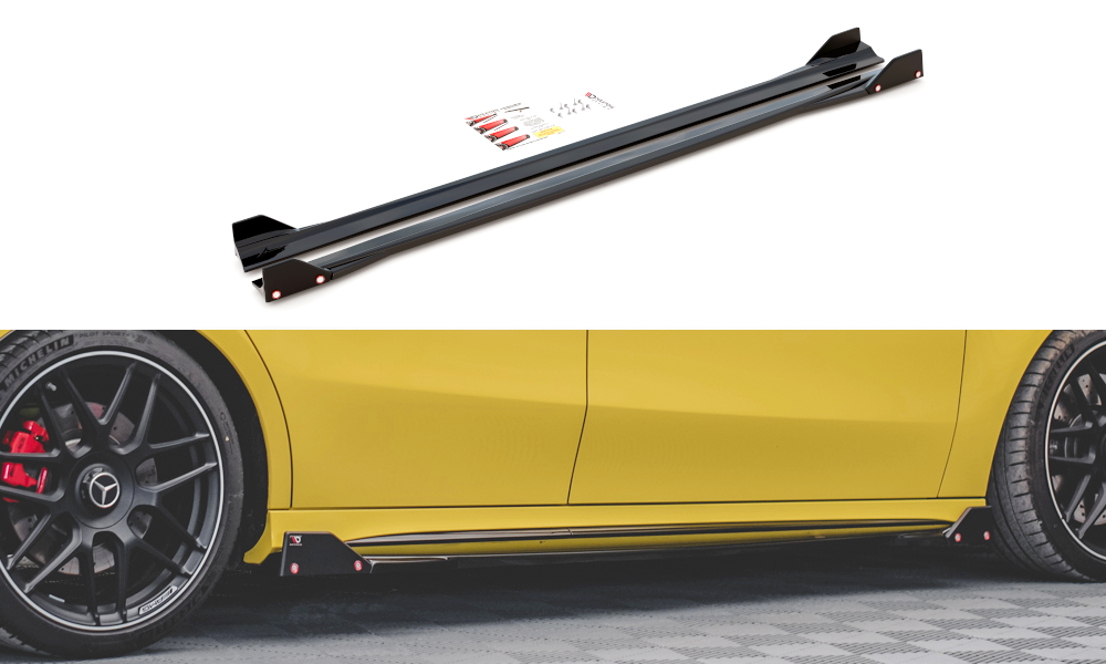 Maxton Design Street+ Seitenschweller Leisten V.2 passend für + Flaps passend für Mercedes-AMG A45 S
