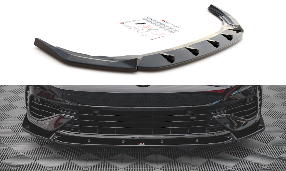 Maxton Design Street+ Spoilerlippe Front Ansatz V.2 passend für VW Golf R Hatchback / Variant Mk8 schwarz Hochglanz