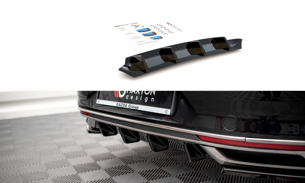 Maxton Design Diffusor Heck Ansatz passend für VW Passat B8 Facelift schwarz Hochglanz