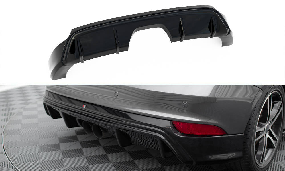 Maxton Design Diffusor Heck Ansatz passend für Ford Focus ST Mk3 Facelift (RS-Look) schwarz Hochglanz