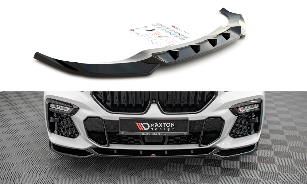 Maxton Design Street+ Spoilerlippe Front Ansatz V.1 passend für BMW X6 M-Paket G06 schwarz Hochglanz