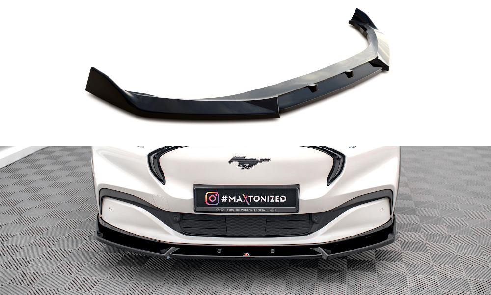 Maxton Design Street+ Spoilerlippe Front Ansatz V.1 passend für Ford Mustang Mach-E Mk1 schwarz Hochglanz