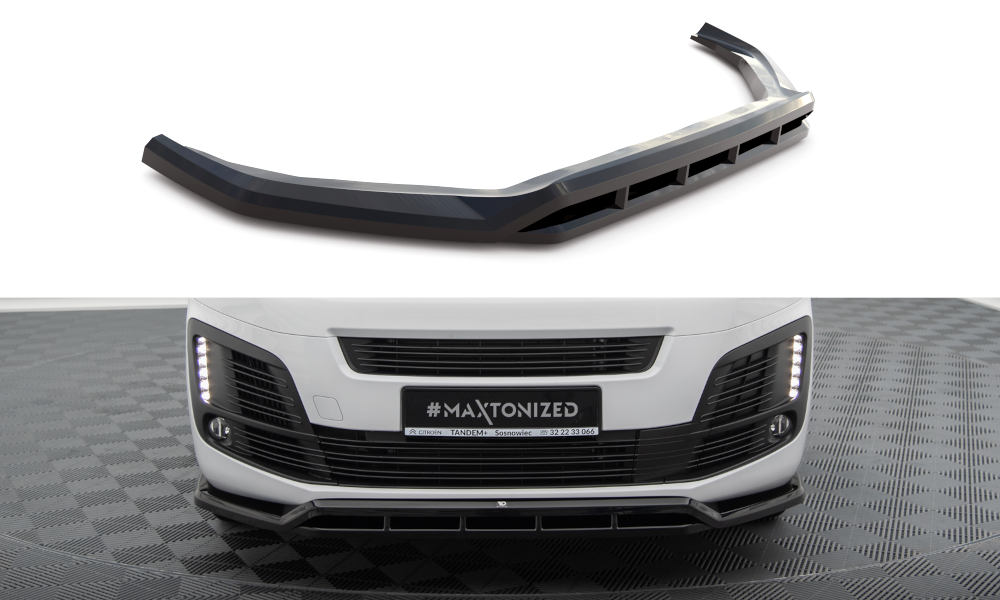 Maxton Design Street+ Spoilerlippe Front Ansatz passend für Peugeot Expert Mk3 schwarz Hochglanz