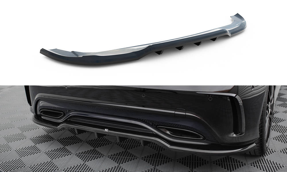Maxton Design Street+ Mittlerer Diffusor RACE passend für Mercedes-Benz A AMG-Line W176 Facelift schwarz Hochglanz