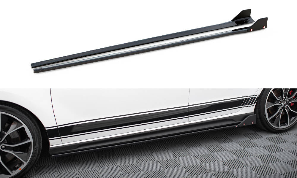 Maxton Design Street+ Seitenschweller Leisten passend für V.5 + Flaps Hyundai I30 N / N-Line Hatchback / Fastback Mk3 / Mk3 Facelift